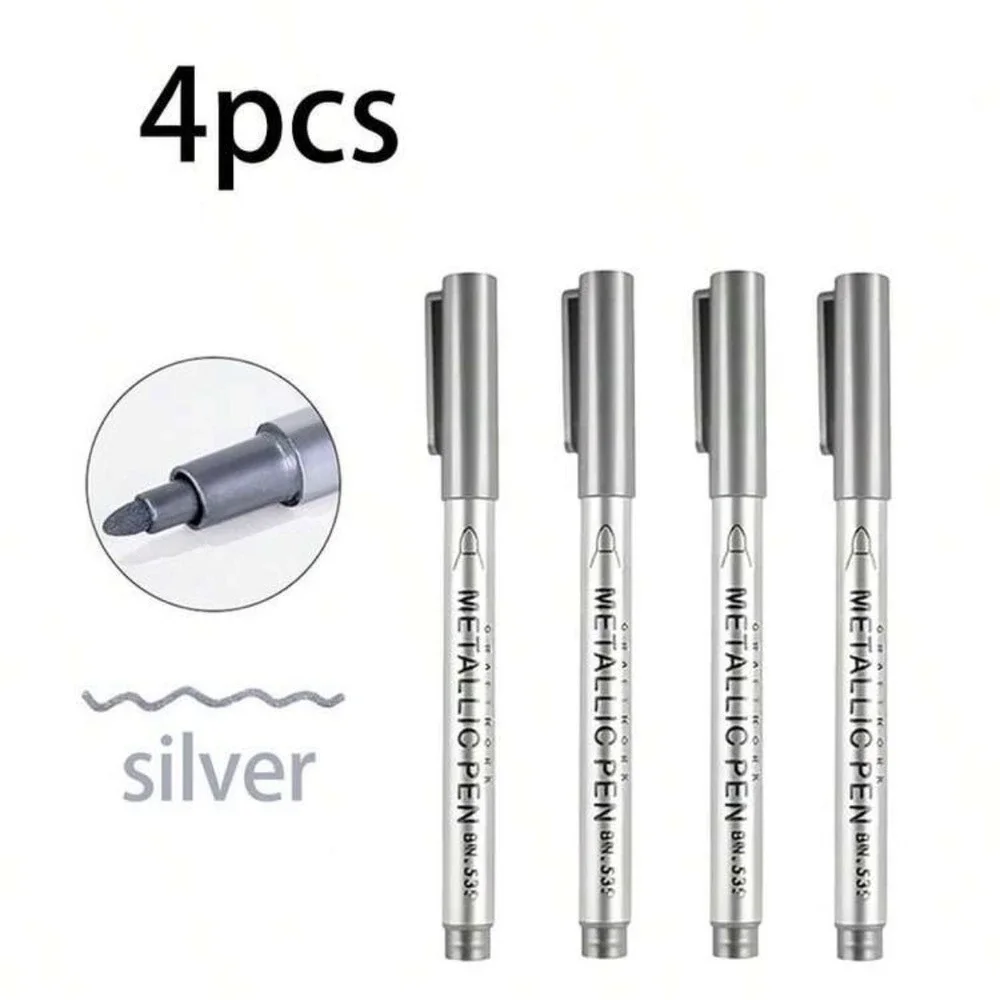 Craftwork Metallic Pen 4pcs Set Silver Fine Tip BN-535 Art Supplies